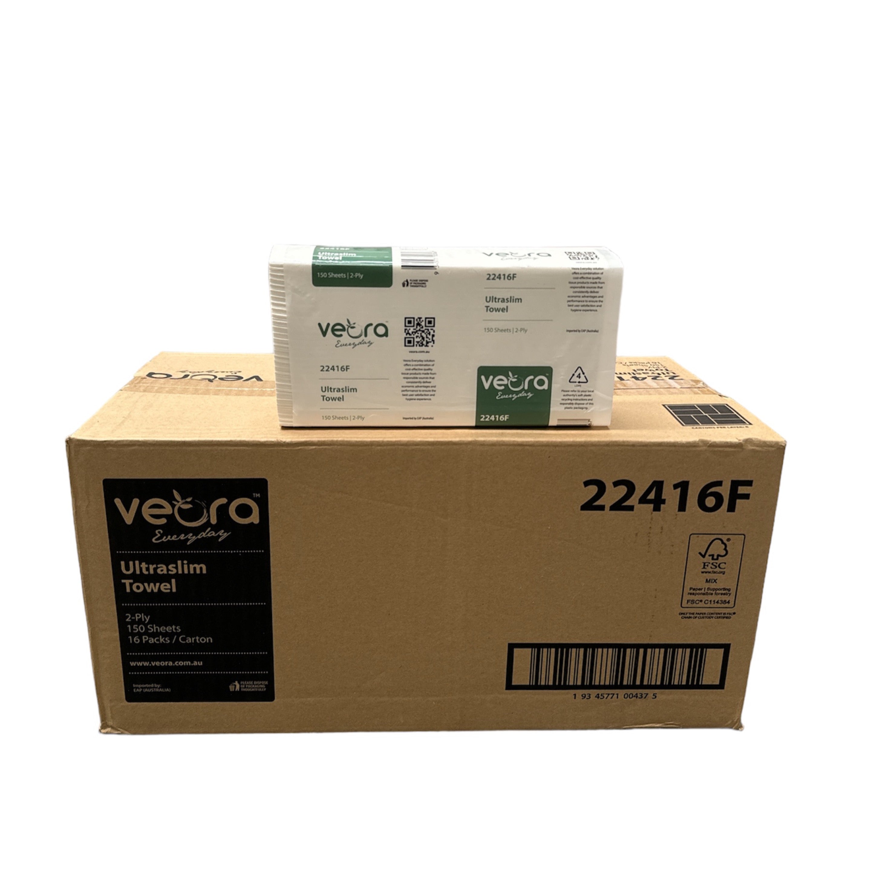 Veora Ultraslim Towel 16pks/150sheets/2 Ply