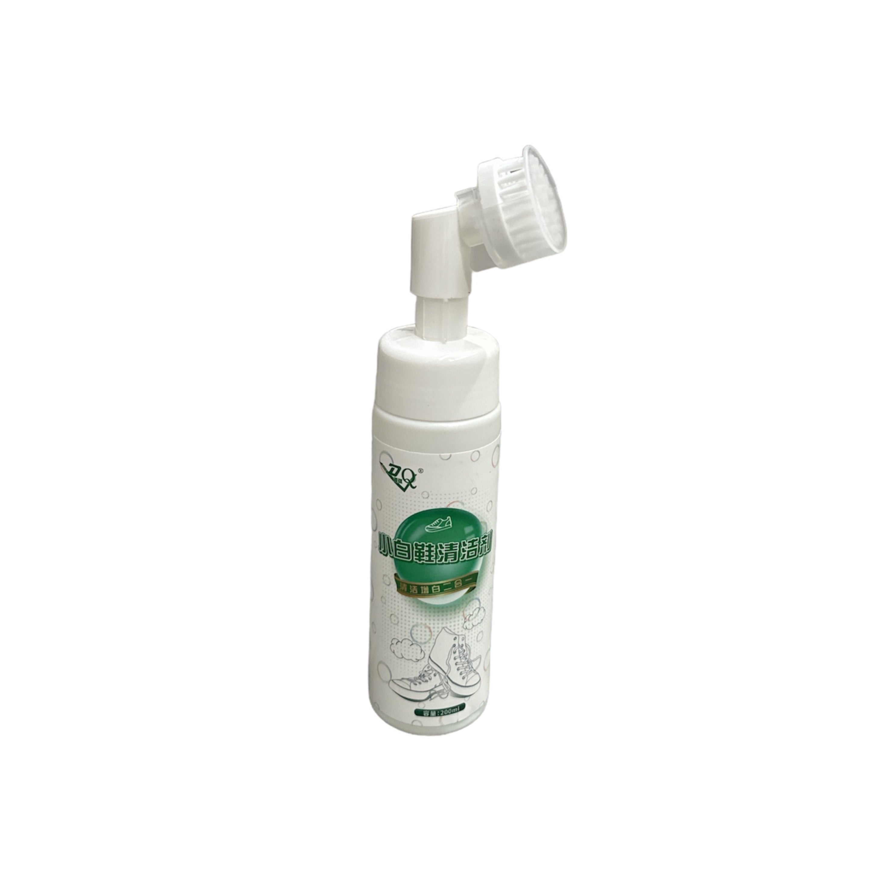 Cleaning Shoe Brush with Solution -white bottle scrubber